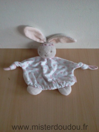 Doudou Lapin Kaloo Blanc fleurs roses 