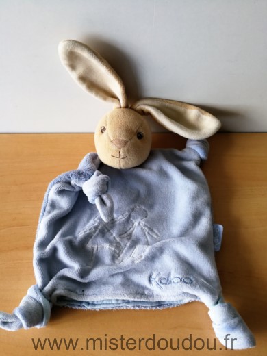 Doudou Lapin Kaloo Bleu beige motif garcon fille 