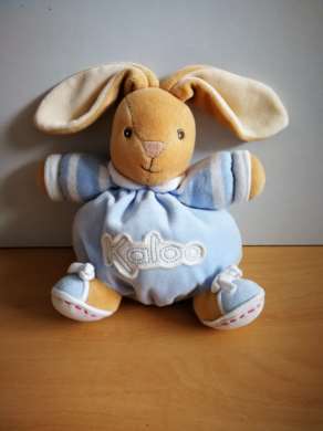 Doudou Lapin Kaloo Bleu blanc beige 