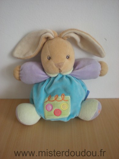 Doudou Lapin Kaloo Bleu mauve 3 ronds couleur 