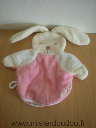 Doudou Lapin Kaloo Gant de toilette rose blanc beige 