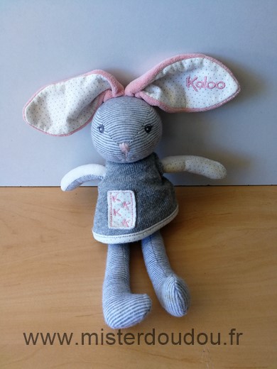 Doudou Lapin Kaloo Gris rose 