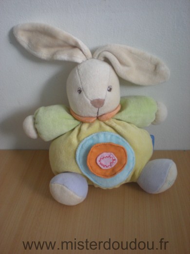 Doudou Lapin Kaloo Jaune vert orange bleu 