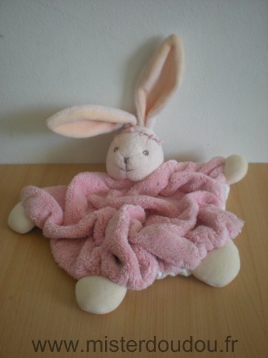 Doudou Lapin Kaloo Kaloo plume rose Dos en tissus blanc fleuri
