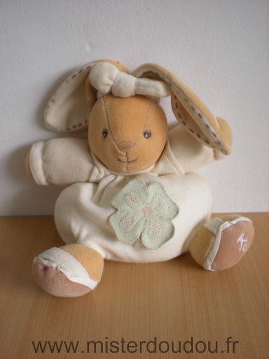 Doudou Lapin Kaloo Lapin écru trefle vert 