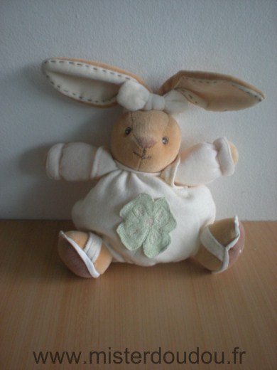 Doudou Lapin Kaloo Lapin écru trefle vert 