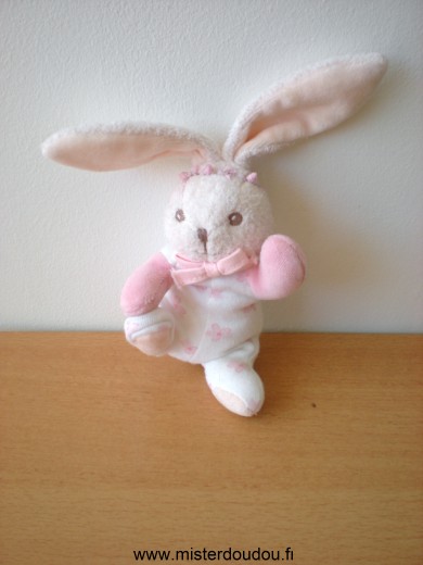 Doudou Lapin Kaloo Lapin lilirose blanc fleurs roses 