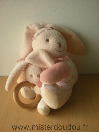 Doudou Lapin Kaloo Lili rose motif fleur avec bébé lapin 