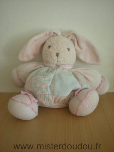 Doudou ours KALOO Liliblue fleurs bleu rose patapouf 30 cm - SOS do