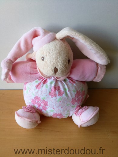 Doudou Lapin Kaloo Lilirose blanc rose fleurs Comme neuf