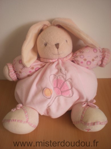 Doudou Lapin Kaloo Rose fleur 