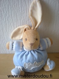 Doudou Lapin Kaloo Marin blue : velour bleu brodé kaloo bras en tricot blanc bleu 