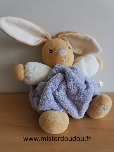 Doudou Lapin Kaloo Mauve blanc plume 