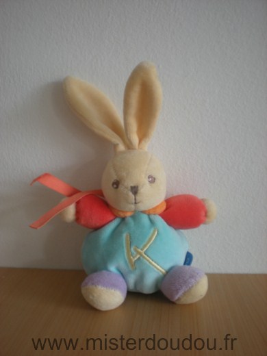 Doudou Lapin Kaloo Mini lapin bleu rouge 