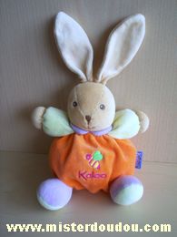 Doudou Lapin Kaloo Orange vert mauve avec une abeille brodée 