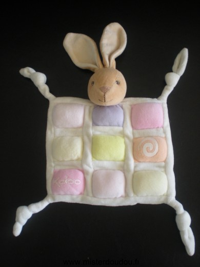 Doudou Lapin Kaloo Patchwork rose blanc candy 