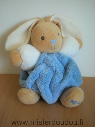 Doudou Lapin Kaloo Plume blanc bleu 