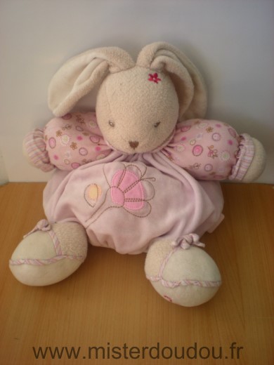 Doudou Lapin Kaloo Rose fleur 