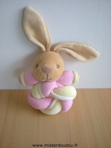 Doudou Lapin Kaloo Rose jaune 