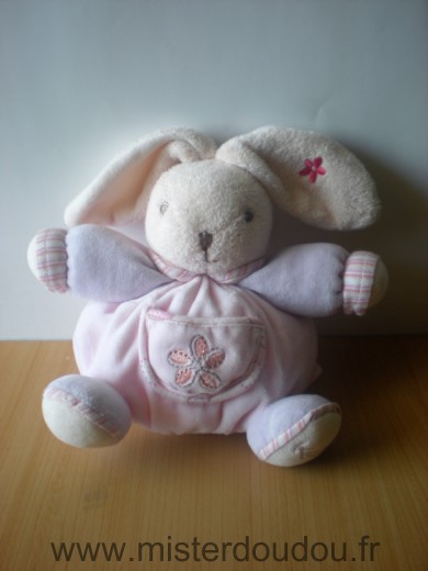 Doudou Lapin Kaloo Rose mauve fleur 