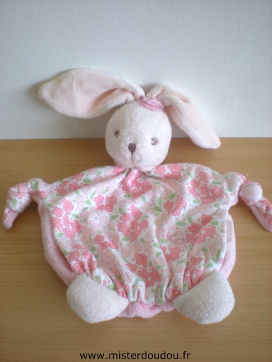 Doudou Lapin Kaloo Rose motifs fleurs roses 