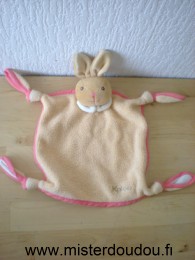 Doudou Lapin Kaloo Rose saumon liseret rose , blanc dessous 