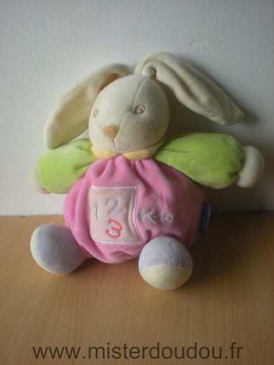 Doudou Lapin Kaloo Rose vert 123 