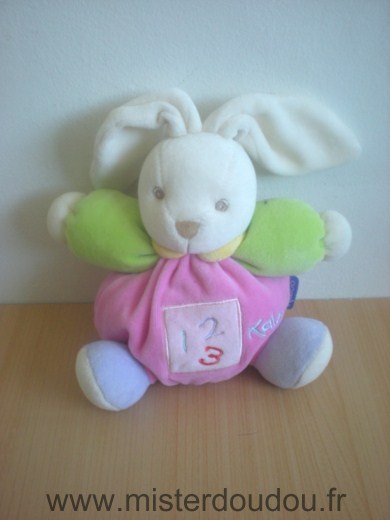 Doudou Lapin Kaloo Rose vert 123 