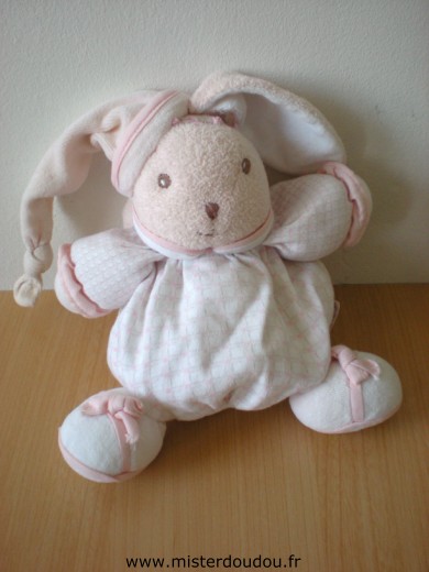 Doudou Lapin Kaloo blanc tissu 16 cm chez vous des demain