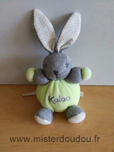 Doudou Lapin Kaloo Vert gris attache tetine 