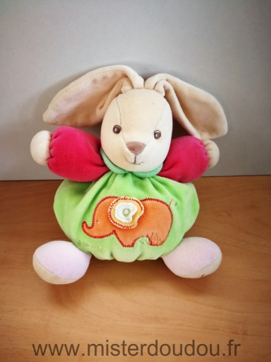 Doudou Lapin Kaloo Vert rose elephant 