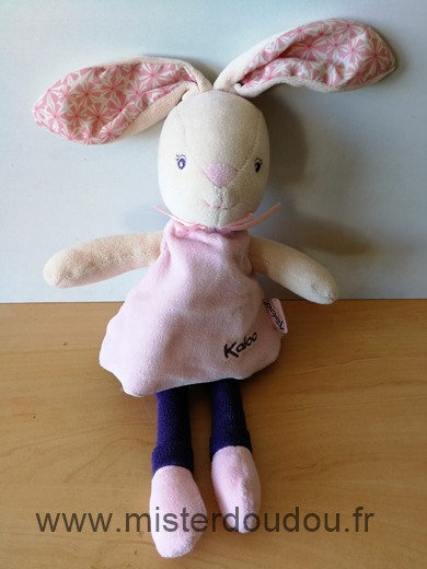 Doudou Lapin Kaloo Violet robe rose 