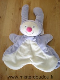 Doudou Lapin Kiabi baby Mauve blanc nez rose 