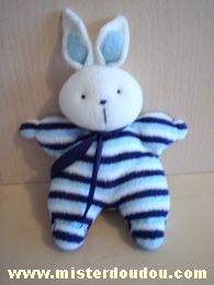 Doudou Lapin Kiabi baby Rayé bleu foncé bleu clair blanc En tissus éponge