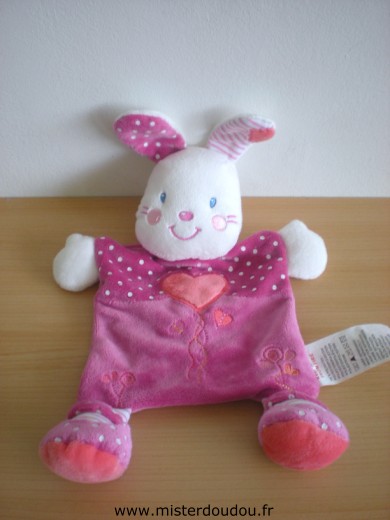 Doudou Lapin Kiabi baby Rose coeur rouge 