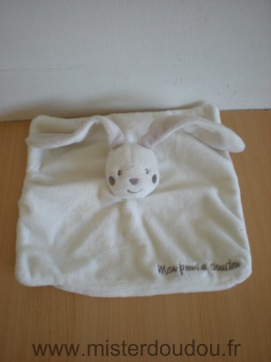 Doudou Lapin Kimbaloo Blanc dessus des oreilles gris mon premier doudou 