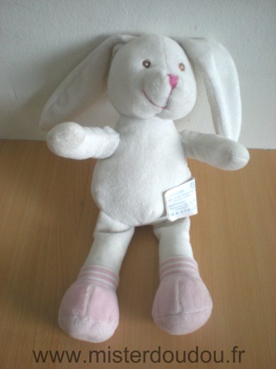 Doudou Lapin Kimbaloo Blanc rose 