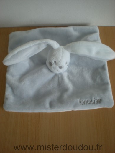 Doudou Lapin Kimbaloo Brioche bleu-gris blanc 