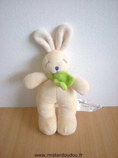 Doudou Lapin Kimbaloo Jaune écharpe verte 