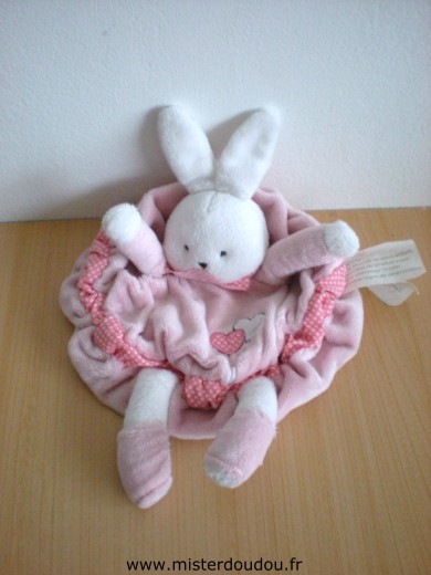 Doudou Lapin Kimbaloo Rose 2 coeurs 