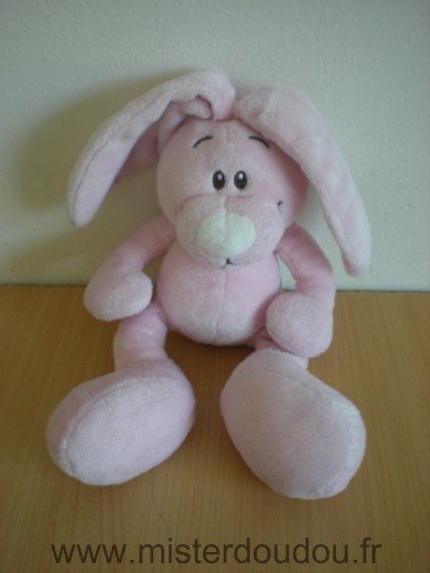 Doudou Lapin Kimbaloo Rose blanc 