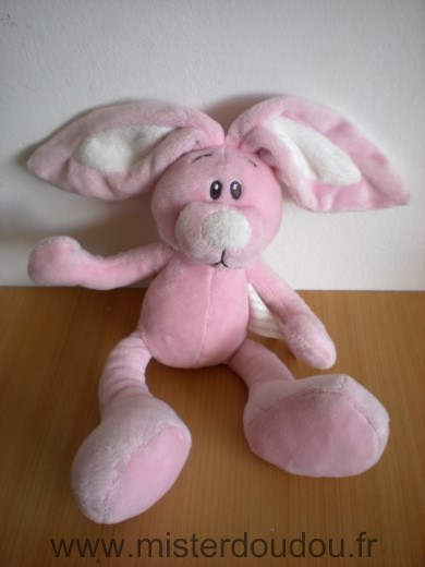 Doudou Lapin Kimbaloo Rose blanc 