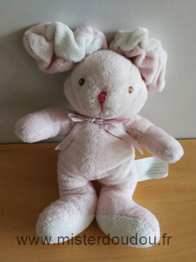 Doudou Lapin Kimbaloo Rose blanc kimbaloo 