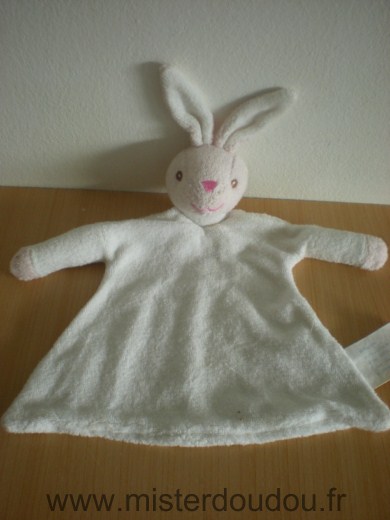 Doudou Lapin Kimbaloo Tissus eponge blanc rose 