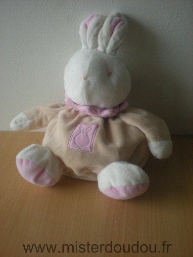 Doudou Lapin Klorane Beige blanc rose 