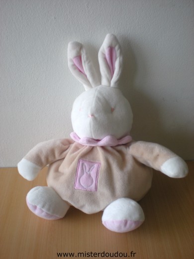 Doudou Lapin Klorane Beige rose blanc 