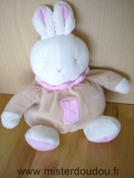 Doudou Lapin Klorane Blanc beige rose 