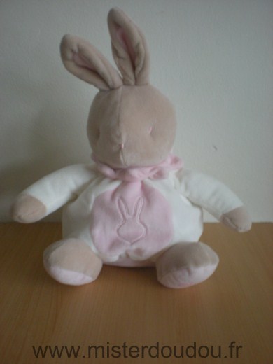 Doudou Lapin Klorane Blanc beige rose 