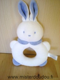 Doudou Lapin Klorane Blanc bleu 