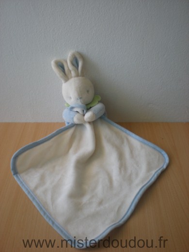 Doudou Lapin Klorane Blanc bleu 